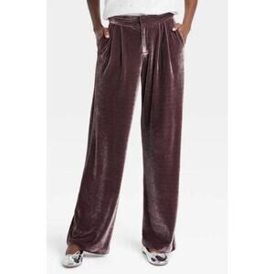 a new day: Women's High-Rise Velour Trousers Mauve 2